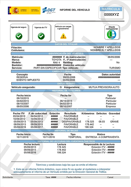 informe de vehiculos completo con informacion oficial de la dgt
